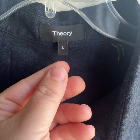 Theory Women’s Navy Button-Down A-line Dress in Textured Good Linen Sz‎ Large - Picture 5 of 9